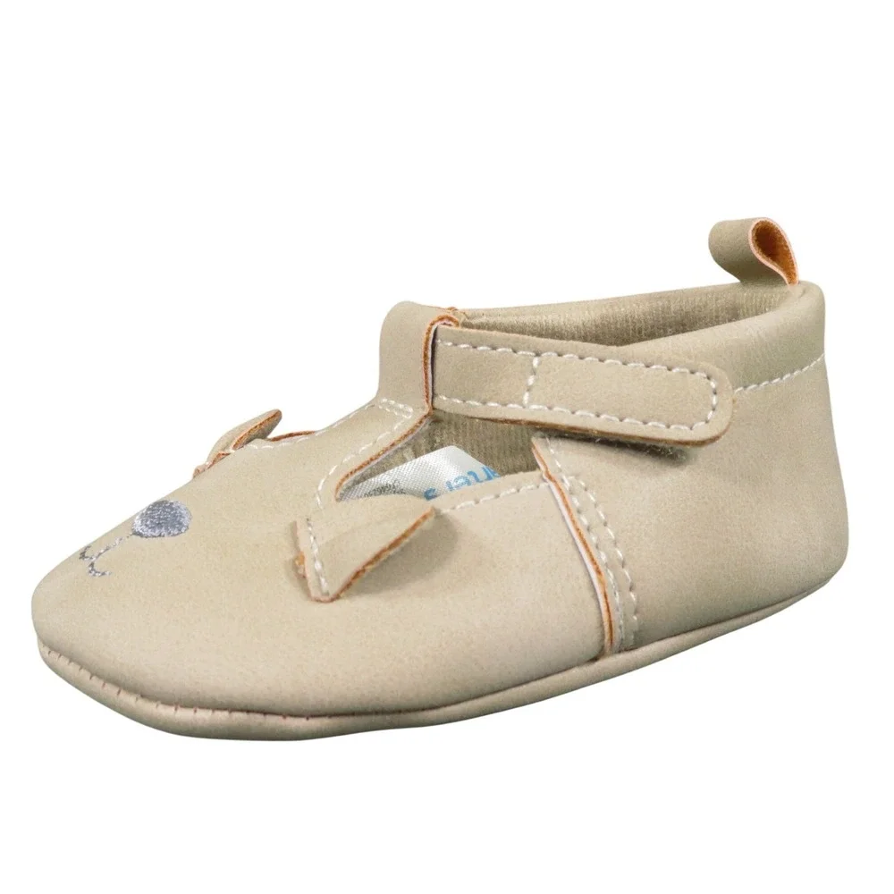 Carter's Baby Bear Moccasin Crib Shoes 3-6 Months Tan‎ Faux Leather Soft Sole